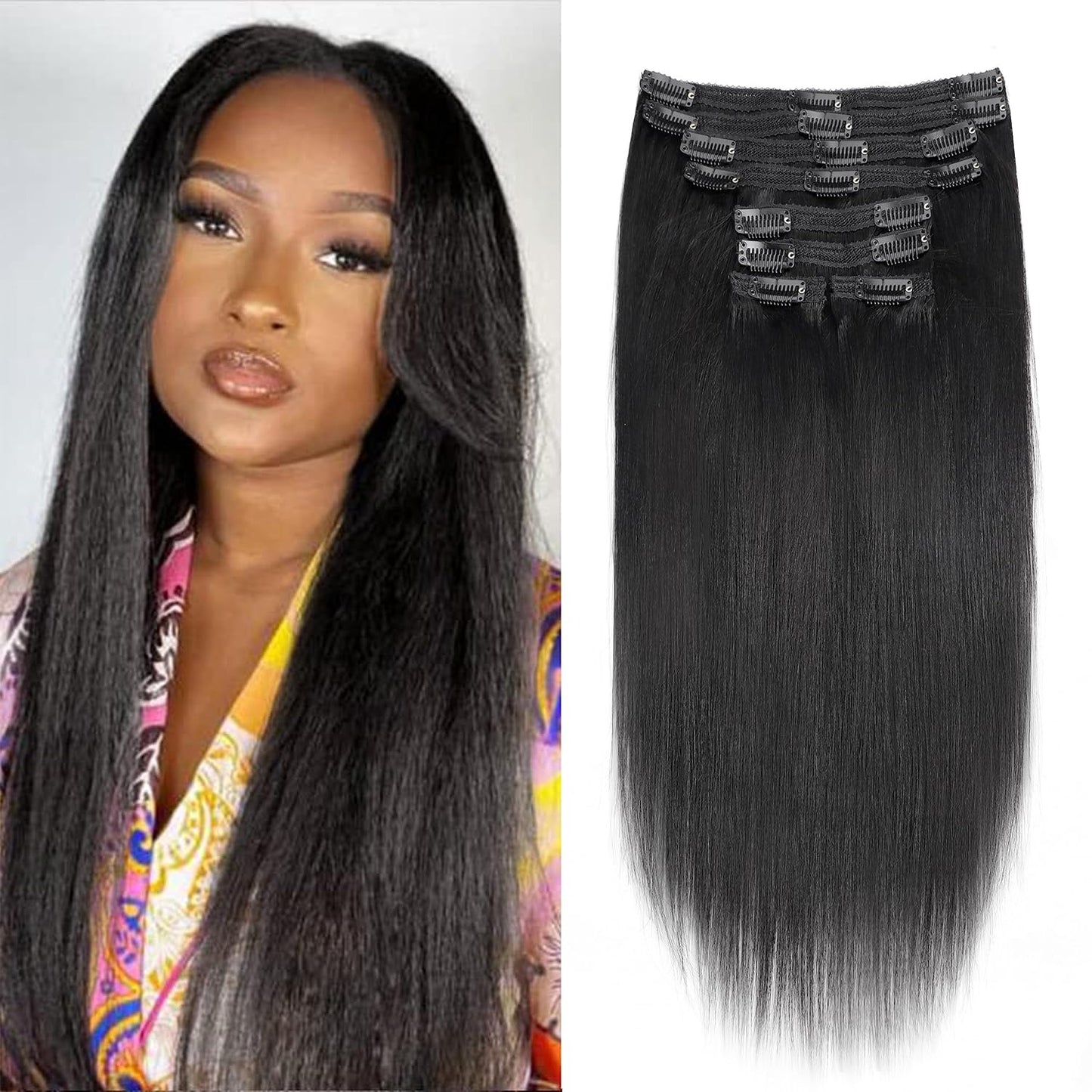 Yaki Straight Clip in Hair Extensions for Stunning Styles