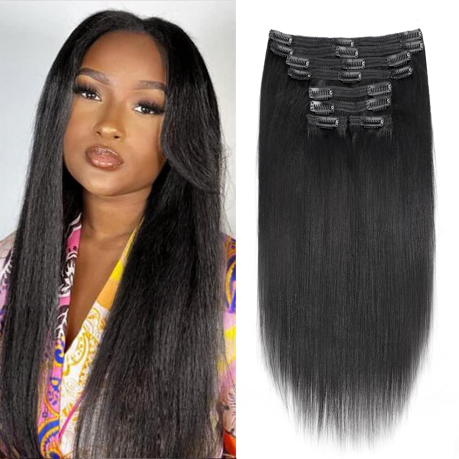 Yaki Straight Clip in Hair Extensions for Stunning Styles