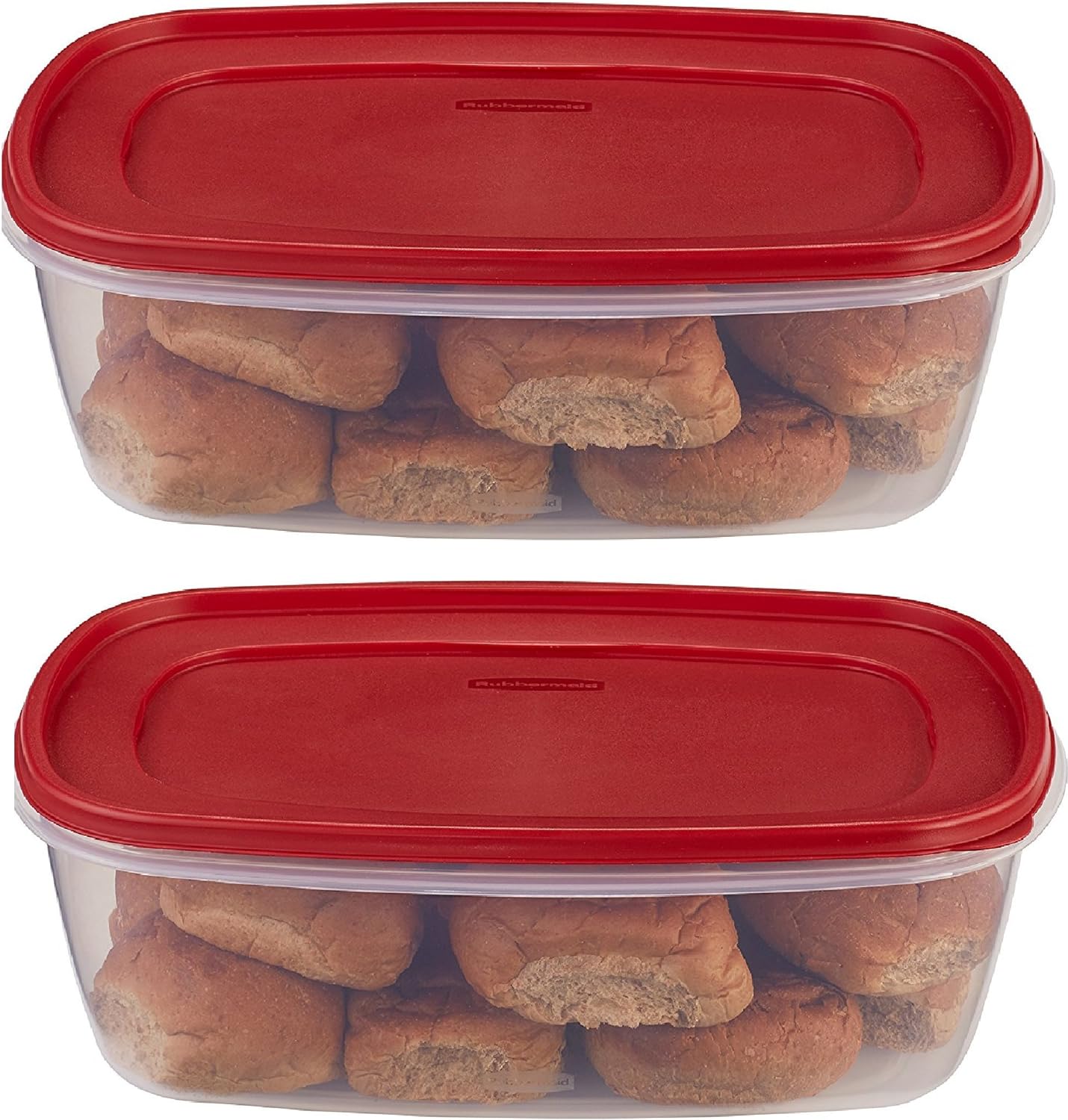Rubbermaid 40-Cup Food Storage Containers, Clear with Red Lid