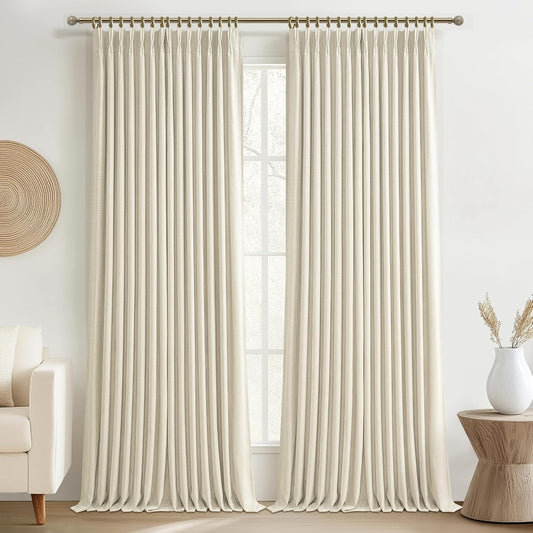 Thick Linen Sand Beige Black Out Curtains for Elegant Living
