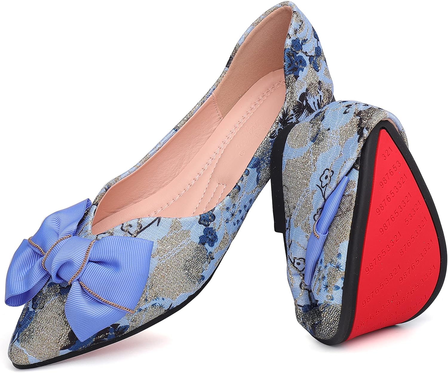 Comfortable Pointed Toe Bow Embroidery Ballet Flats for Women