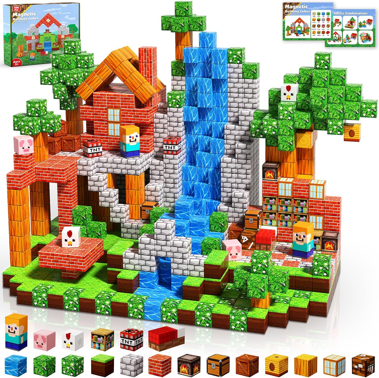 Magnetic Blocks - 100PCS Building Cubes for Kids Age 3+ Fun