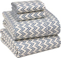 Full Size 100% Cotton Percale Sheet Set - 4 Piece Floral Chevron