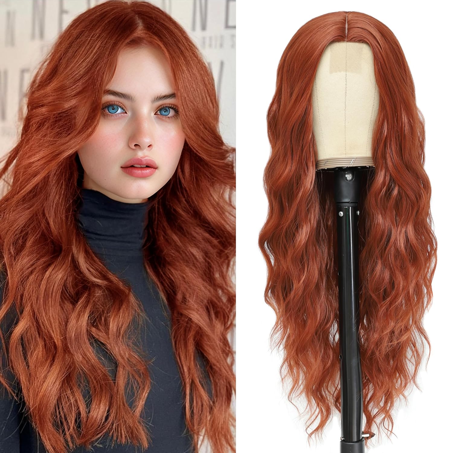 Cosplay Long Auburn Wig 28 Inch for Realistic Daily Use