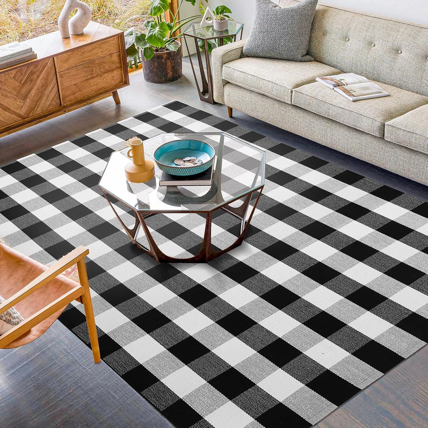 KILOCOCO Buffalo Plaid Checkered Rug 5x7 for Living Room