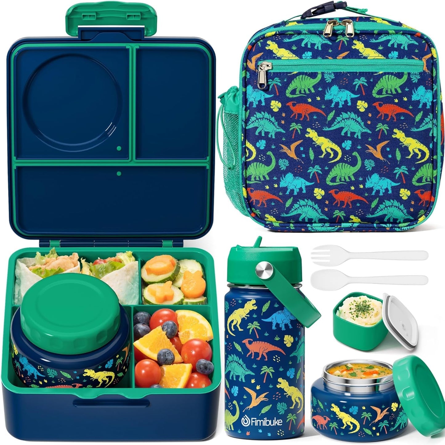 Fimibuke Kids Bento Box Set with Thermos and Water Bottle