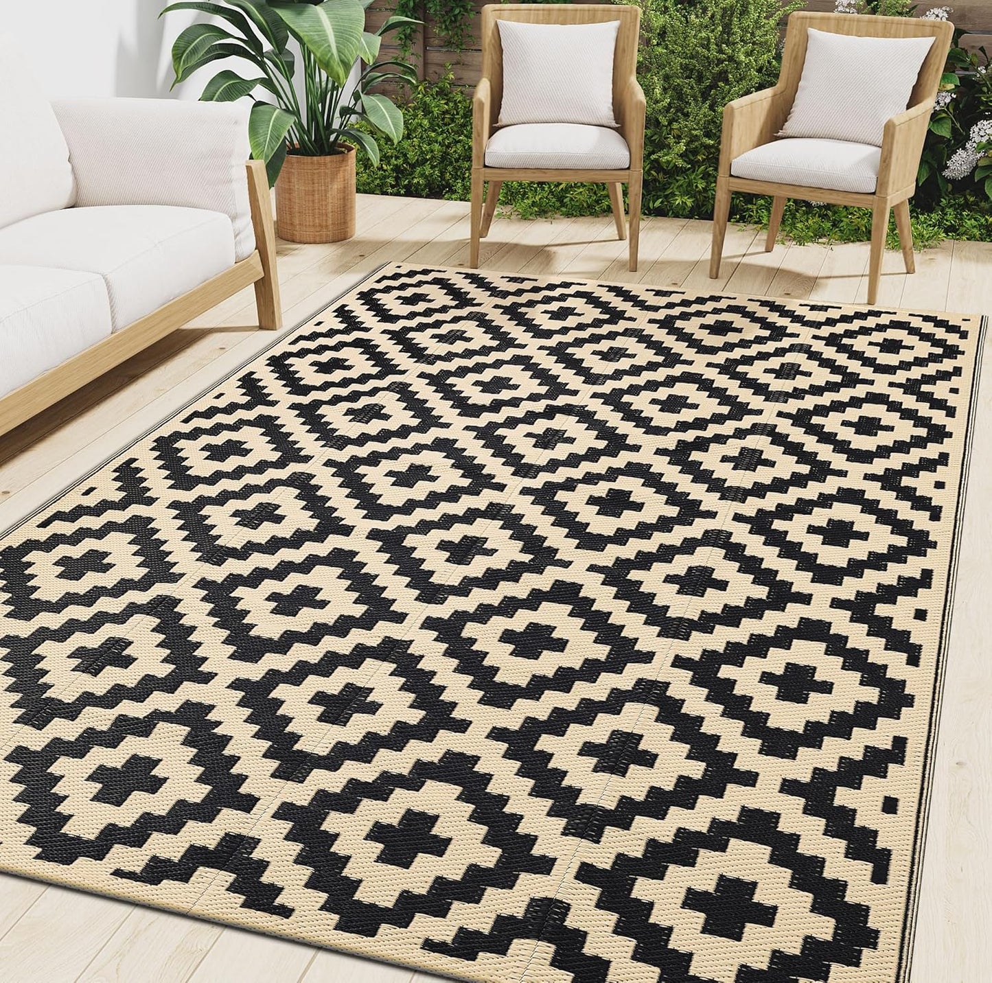 Smiry Waterproof Outdoor Rug 8x10 ft for Patio and Camping