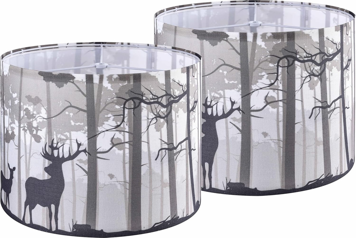 GO&SO Drum Lamp Shades Set of 2 with Deer Print for Decor