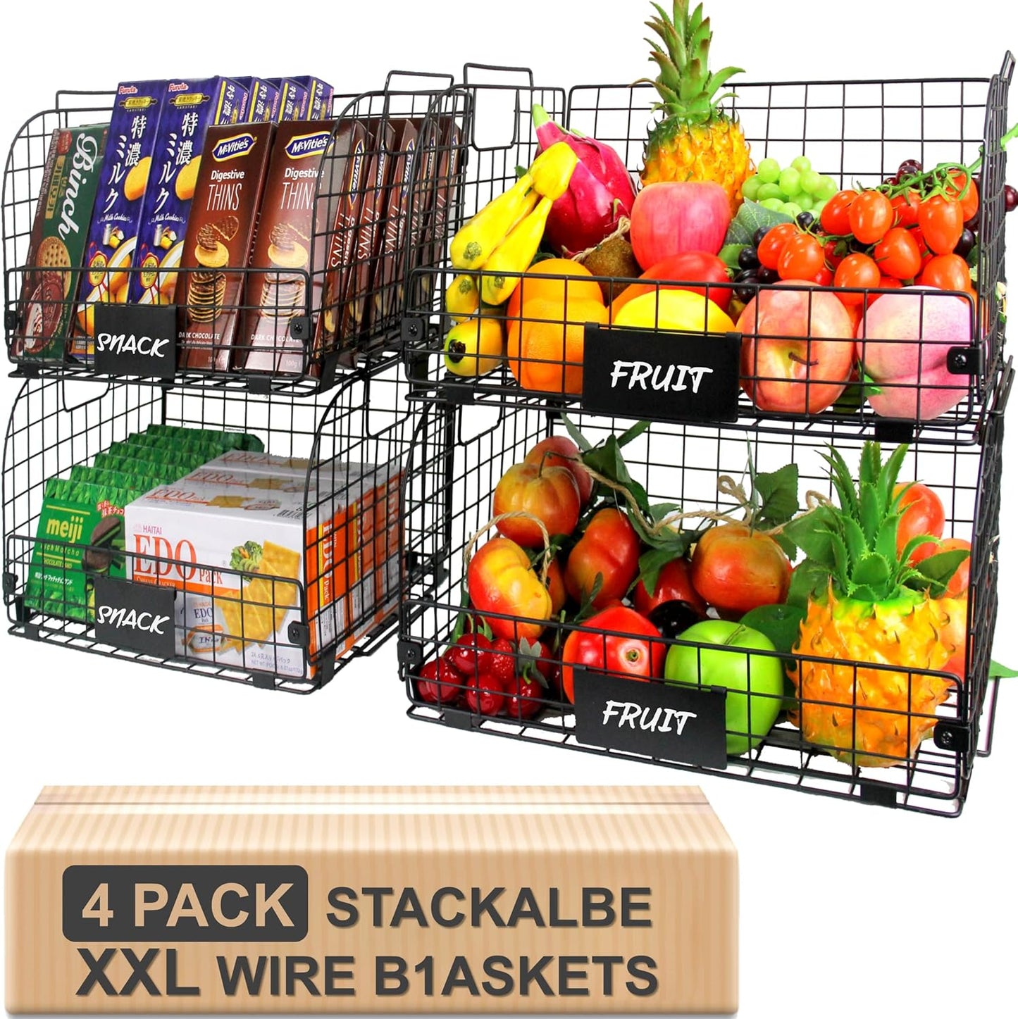 XXL Stackable Wire Baskets for Storage and Organization Needs