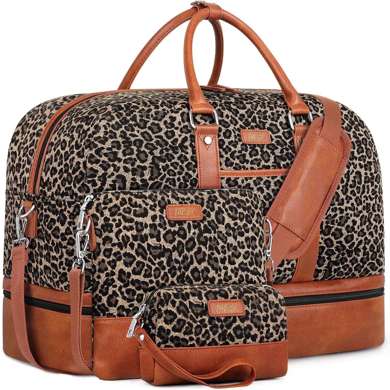 Large Canvas Travel Duffel Bag with Shoe Compartment for Women