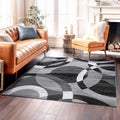 Contemporary Abstract Circles Square Area Rug 6ft6in - Durable
