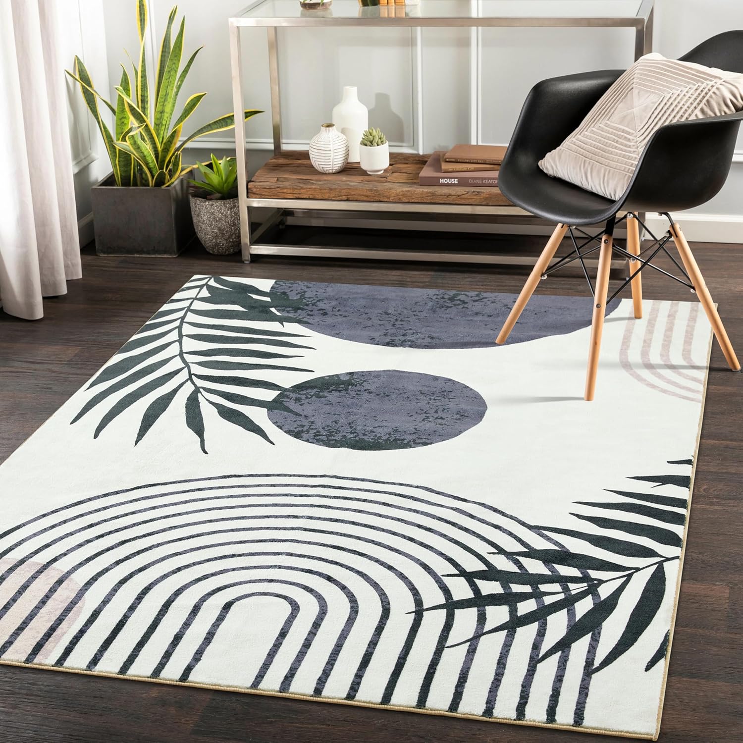 Vintage Washable 4x6 Black Boho Rug by RoomTalks