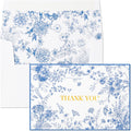 Blue Floral Thank You Cards with Gold Foil for All Occasions