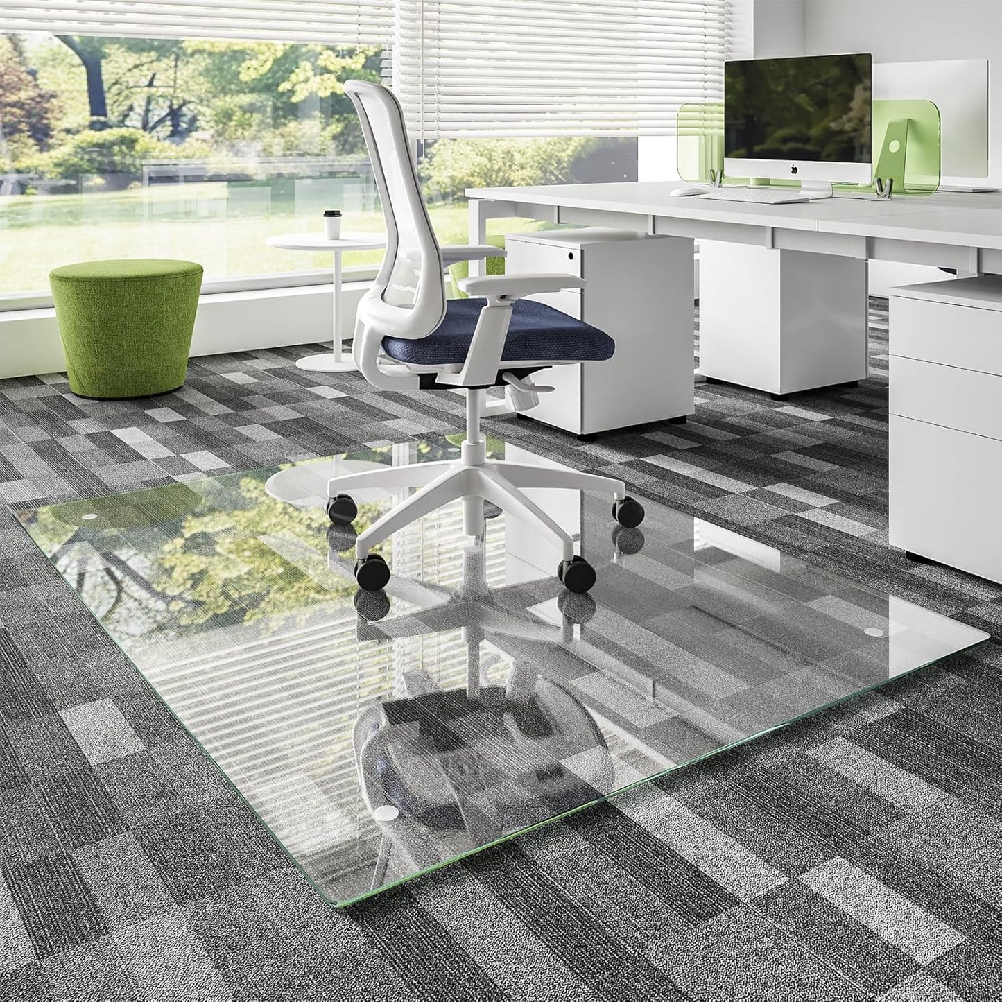 Koonmi Chair Mat for Carpet, Tempered Glass 46x60 Office Use