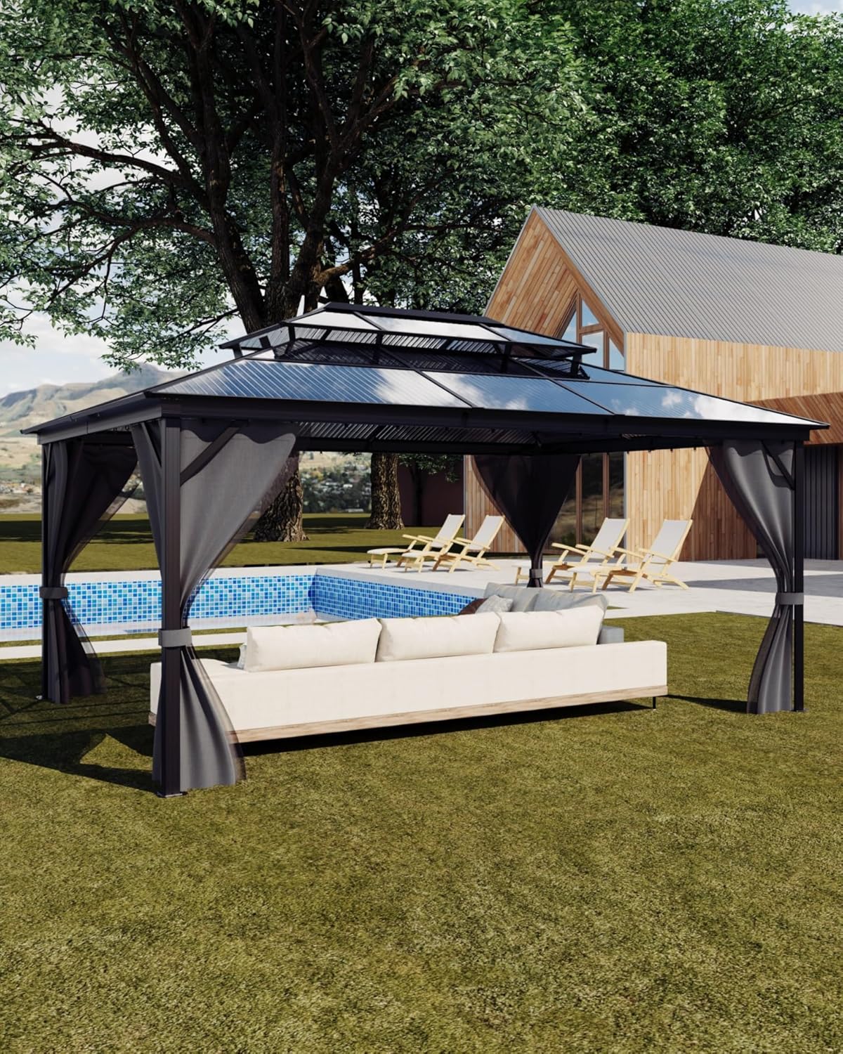 Durable Hard Top Gazebo 10ftx13ft for All Weather Use