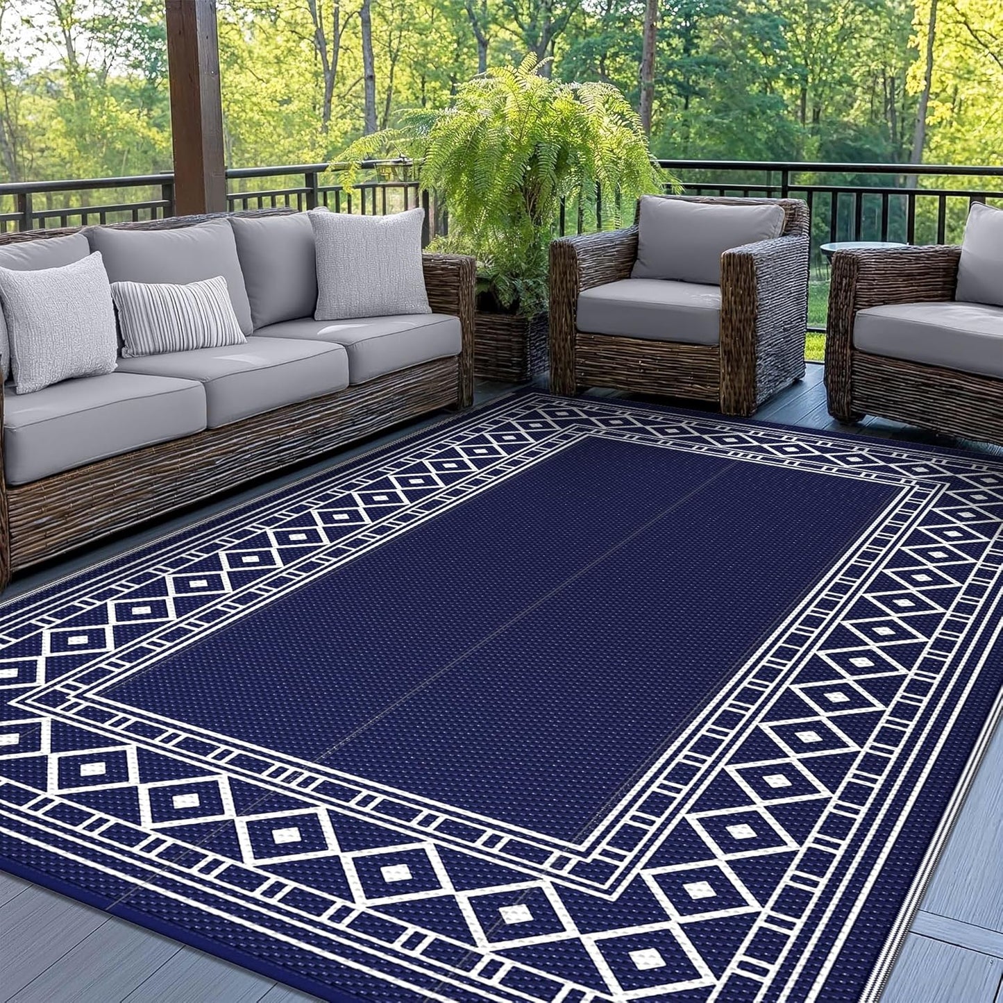 GENIMO Outdoor Rug Waterproof for Patio Decor, 5ftx8ft Stylish