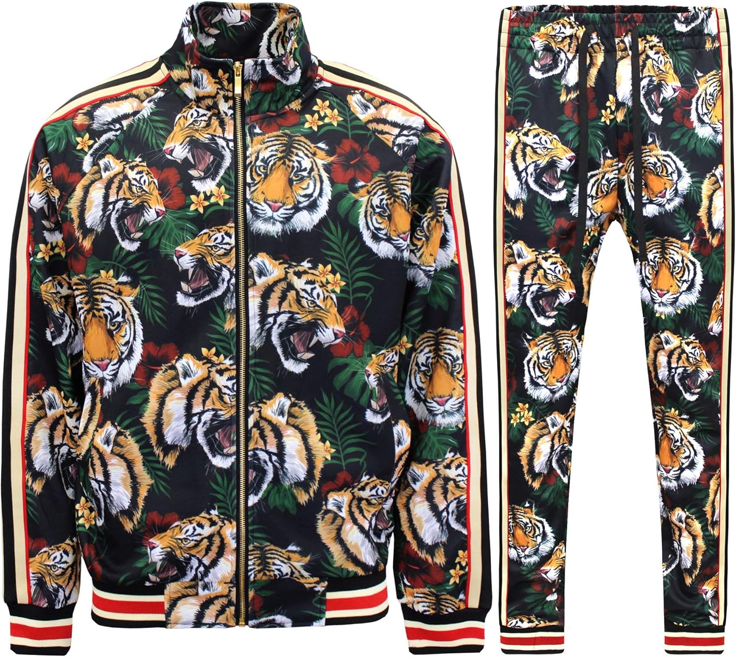 G-Style USA Men's Tiger Pattern Tracksuit Sets for Comfort