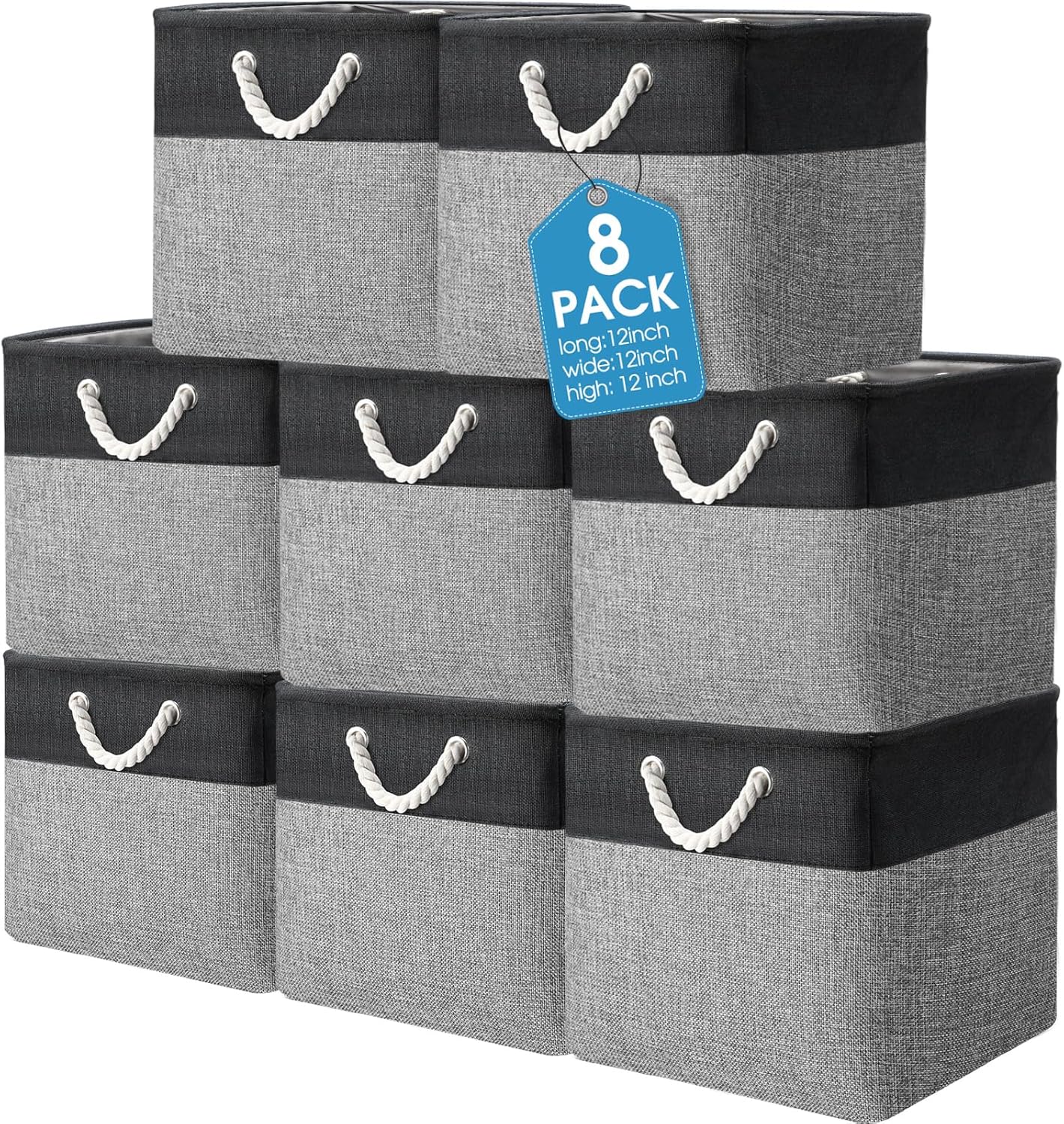 Meekoo 8 Pack Collapsible Storage Bins for Home Organization