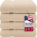 Turkish Cotton Bath Towels 4 Pack 27x54 in Beige - Extra Large