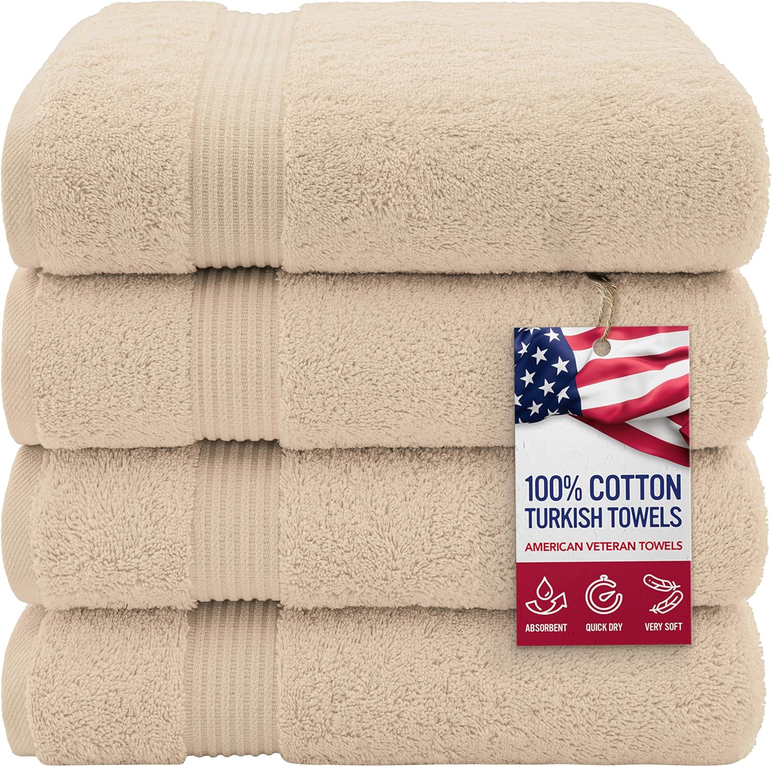 Extra Large 100% Cotton Turkish Bath Towels 4 Pack for Comfort