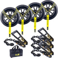 Reflective Car Tie Down Straps 4 Pack - 10,000 lb Break Strength