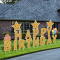 Happy Birthday Lawn Sign Set with Stakes for Outdoor Celebration