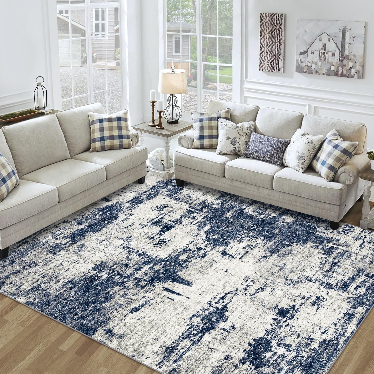 9x12 Area Rugs for Living Room: Soft Abstract Washable Carpet