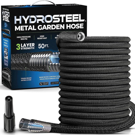 Hydrosteel 50 Ft Metal Garden Hose: Indestructible & Flexible
