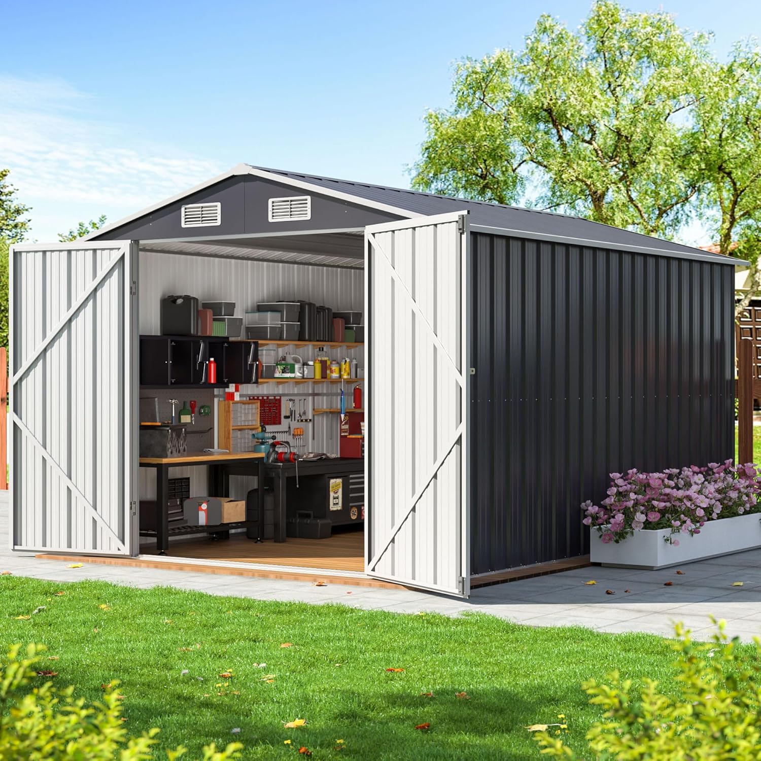 8x12 FT Outdoor Storage Shed for Garden Tools and More