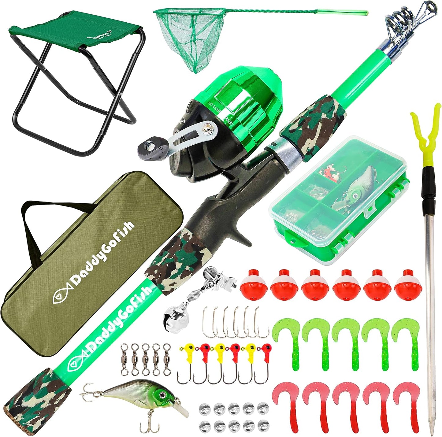 DaddyGoFish Kids Fishing Pole Combo - Perfect Starter Set