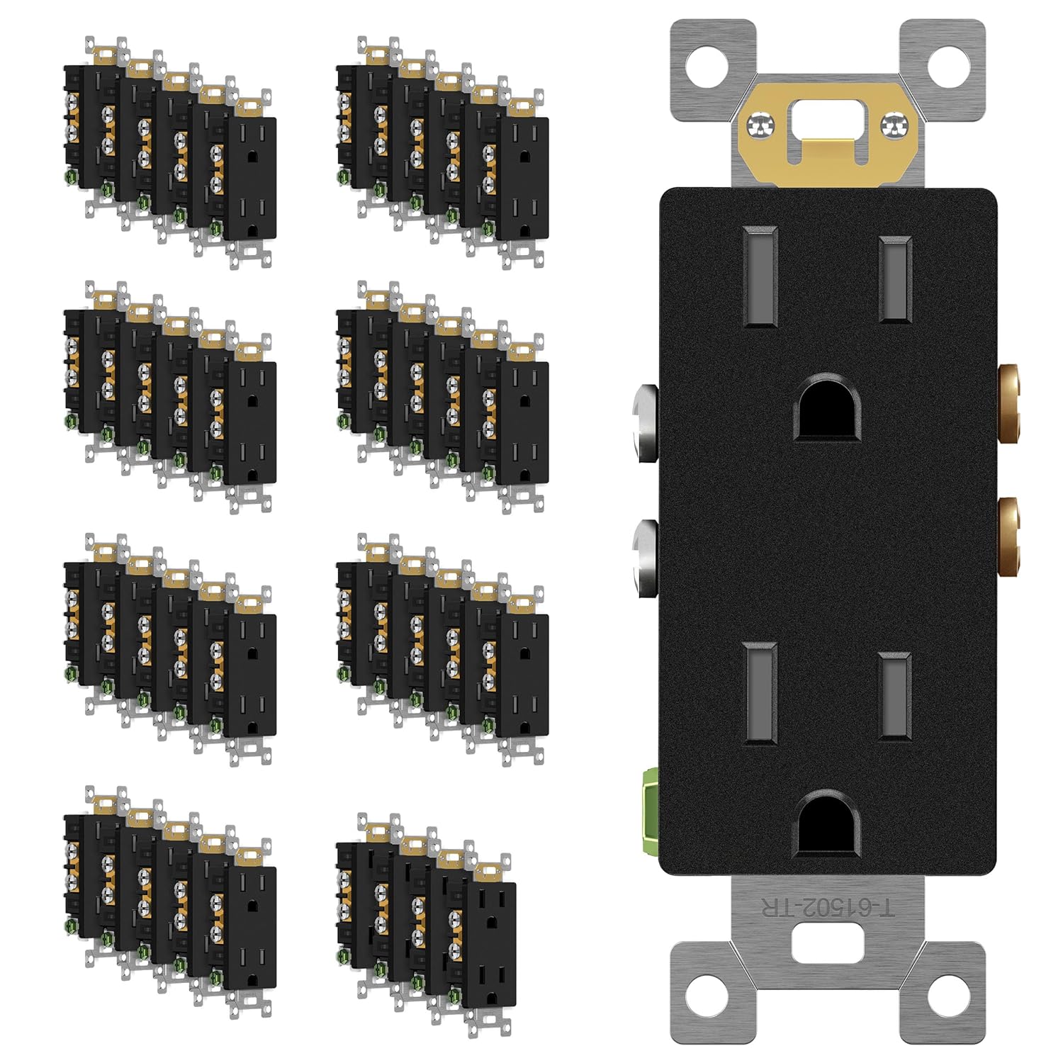 ENERLITES Matte Black Decorator Receptacle 40 Pack for Modern Homes
