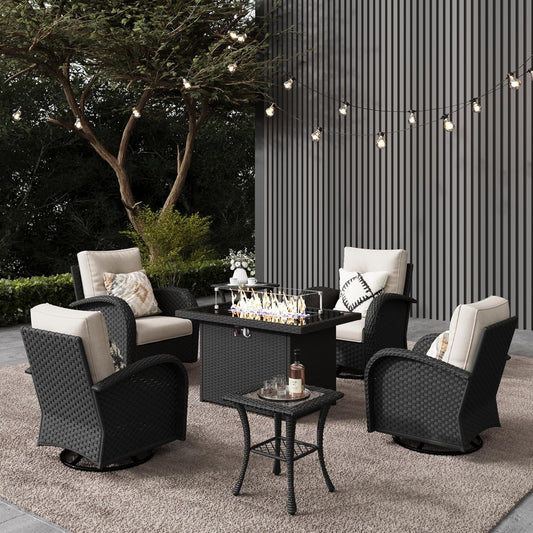 LayinSun 7 Pieces Outdoor Patio Furniture Set with Fire Pit