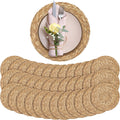 12-Inch Round Woven Placemats 36 Pack - Natural Boho Table Mats