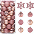 Pink Shatterproof Christmas Ball Ornaments 50ct Set - Festive Tree