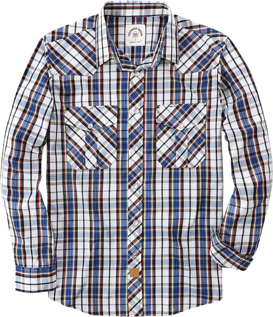 Dubinik Pearl Snap Shirts for Men: Vintage Casual Plaid Style