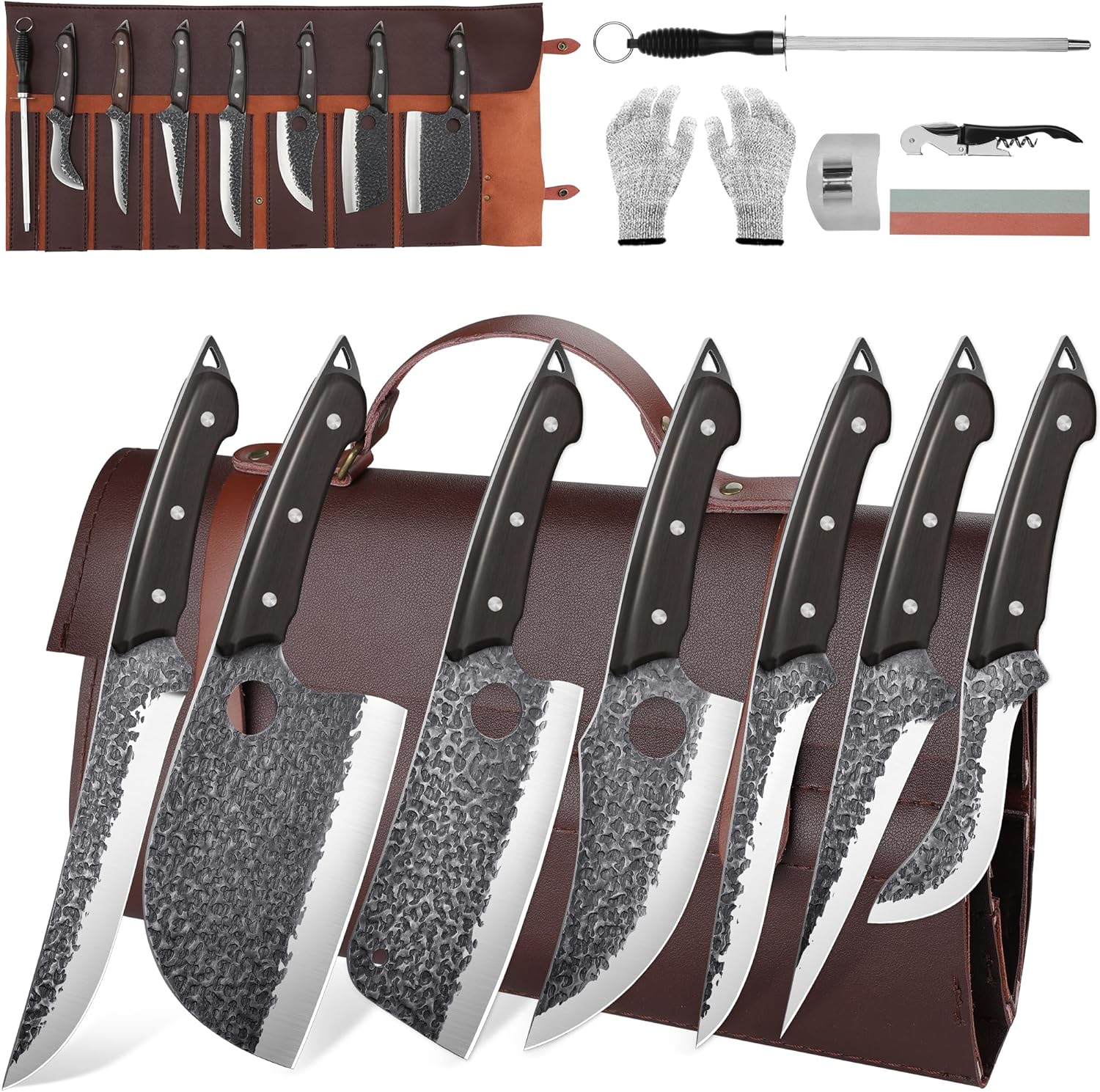 ROCOCO 13PCS Butcher Cleaver Knife Set for Meat Cutting
