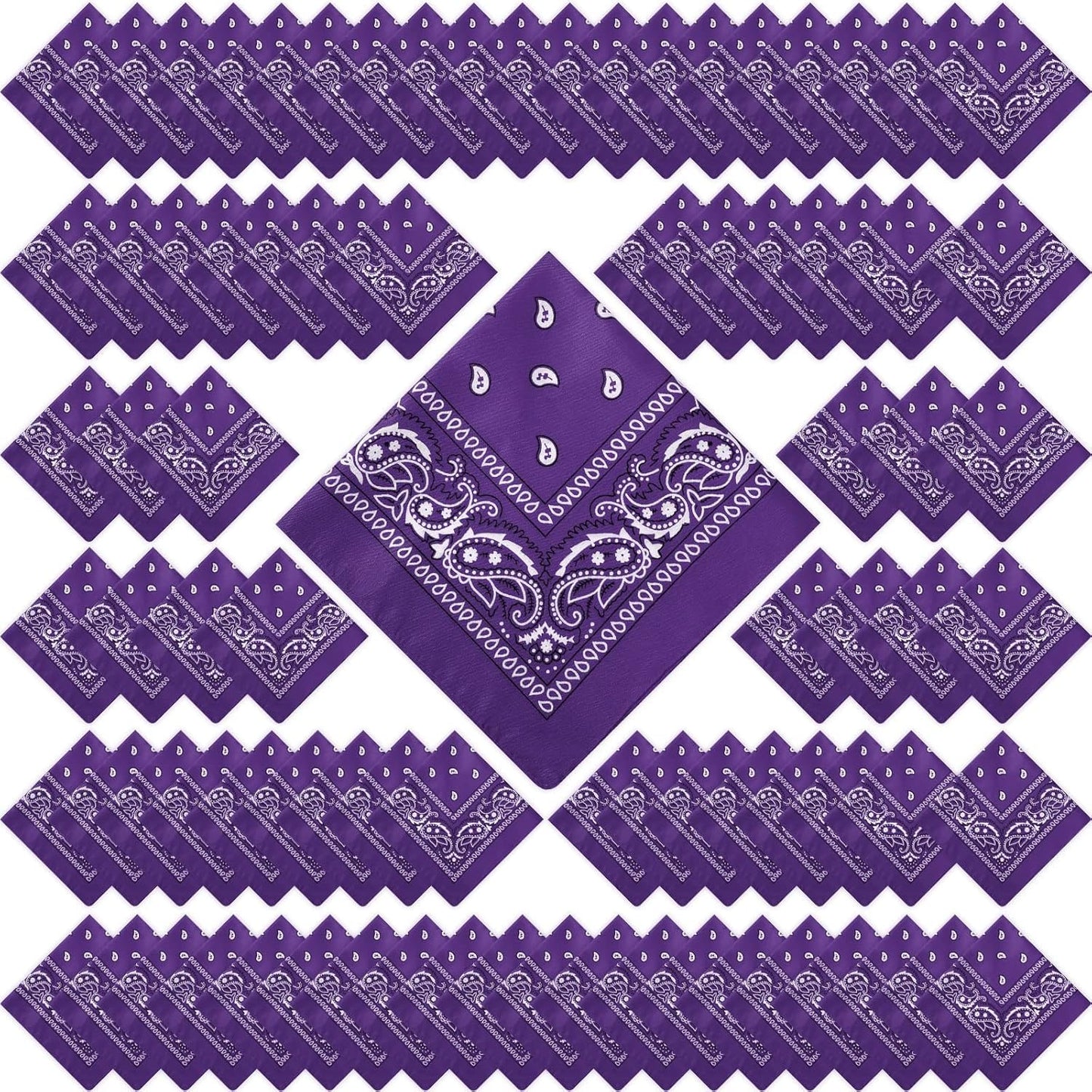 100 Pack Unisex Paisley Bandanas for Cowboy Themed Parties