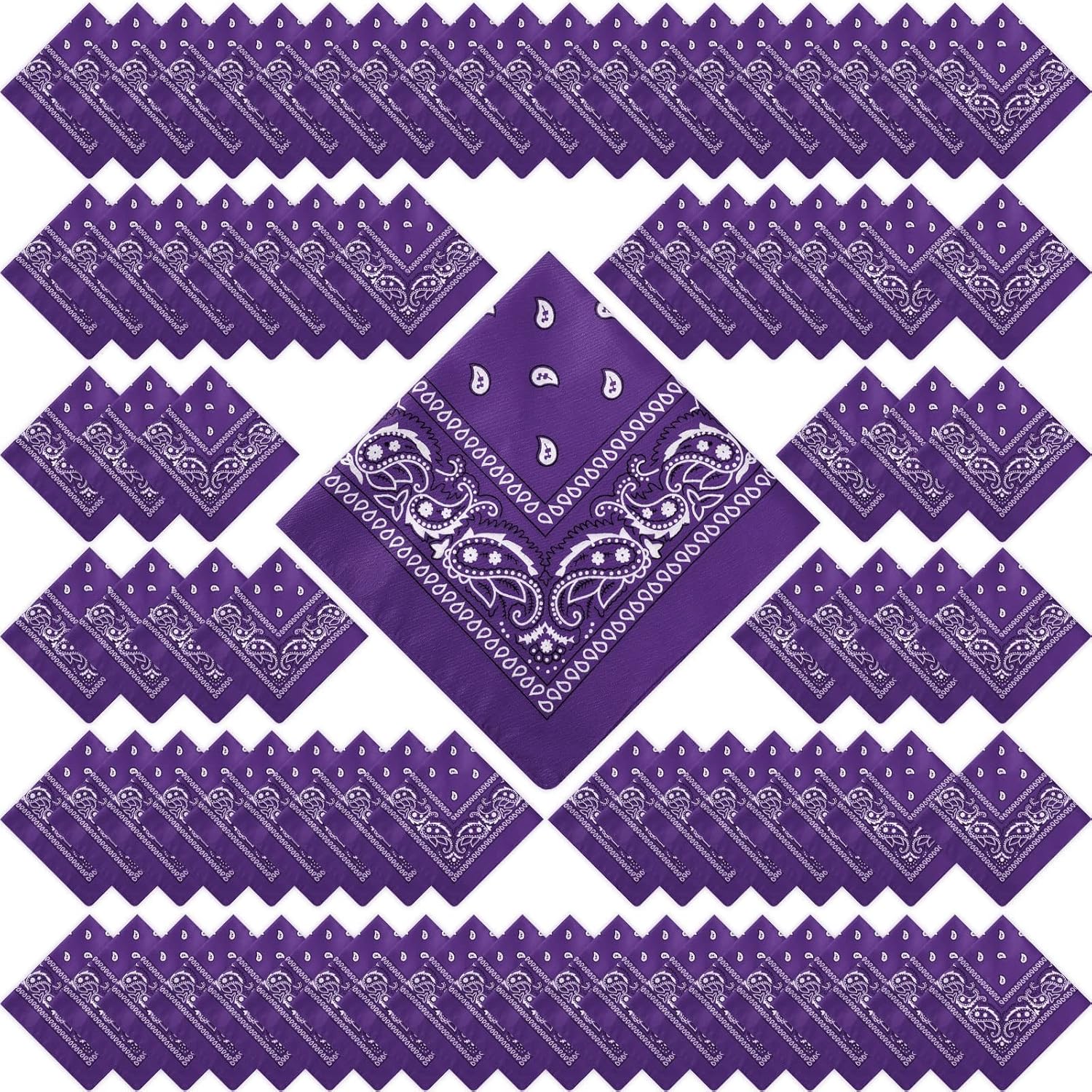 100 Pack Unisex Paisley Bandanas for Cowboy Themed Parties