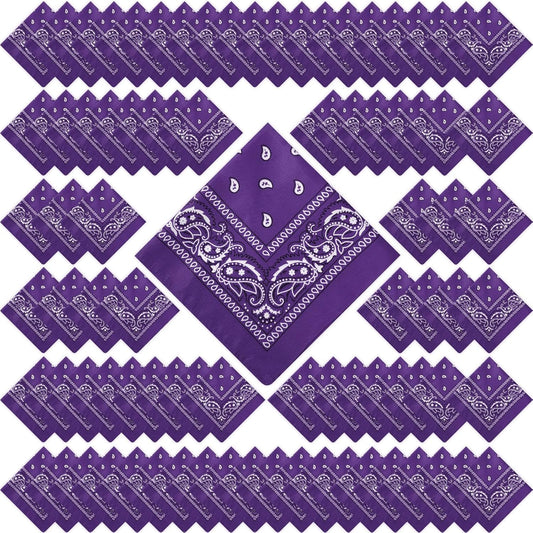 100 Pack Unisex Paisley Bandanas for Cowboy Themed Parties