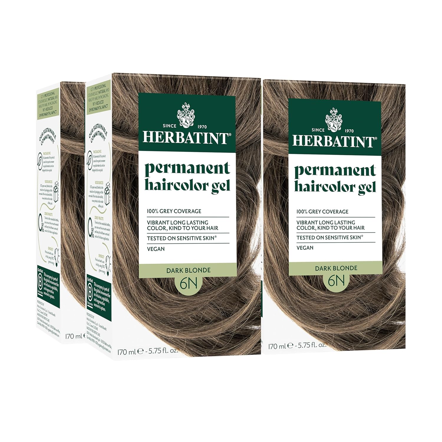 Herbatint Permanent Hair Dye 6N Dark Blonde for Gray Coverage