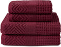 100% Organic Cotton Diamond Jacquard Towels - Merlot 2 Bath 2 Hand