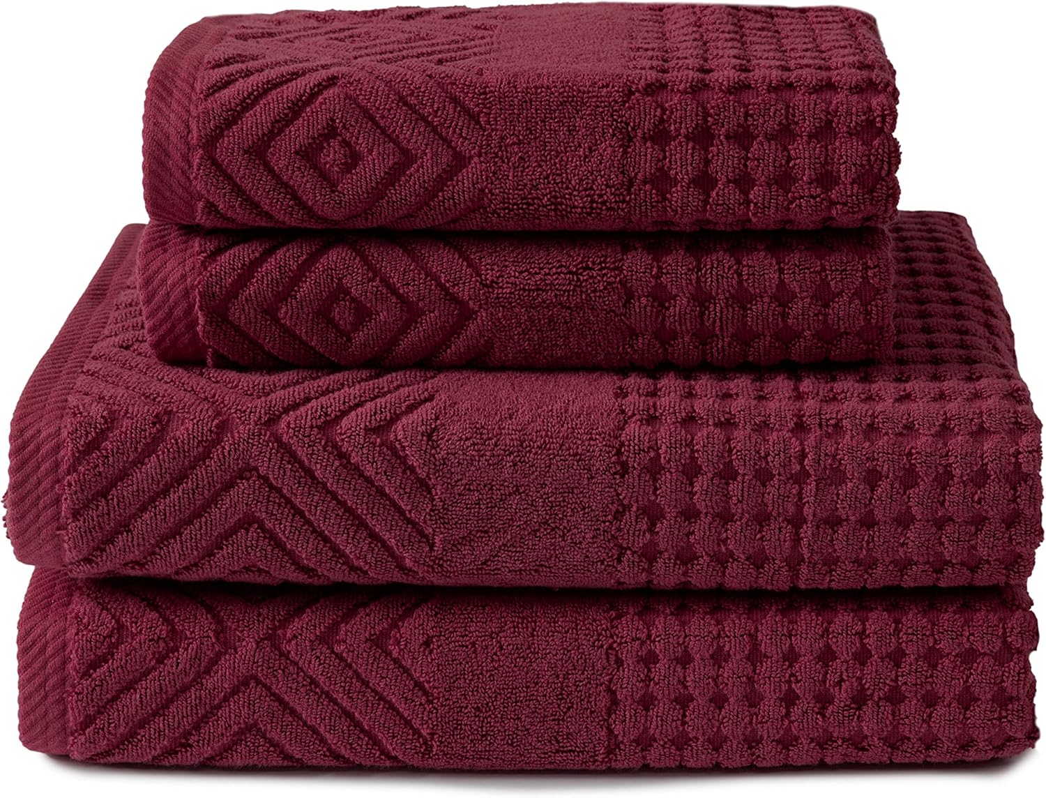 Luxurious 100% Organic Cotton Diamond Jacquard Bath Towel Set