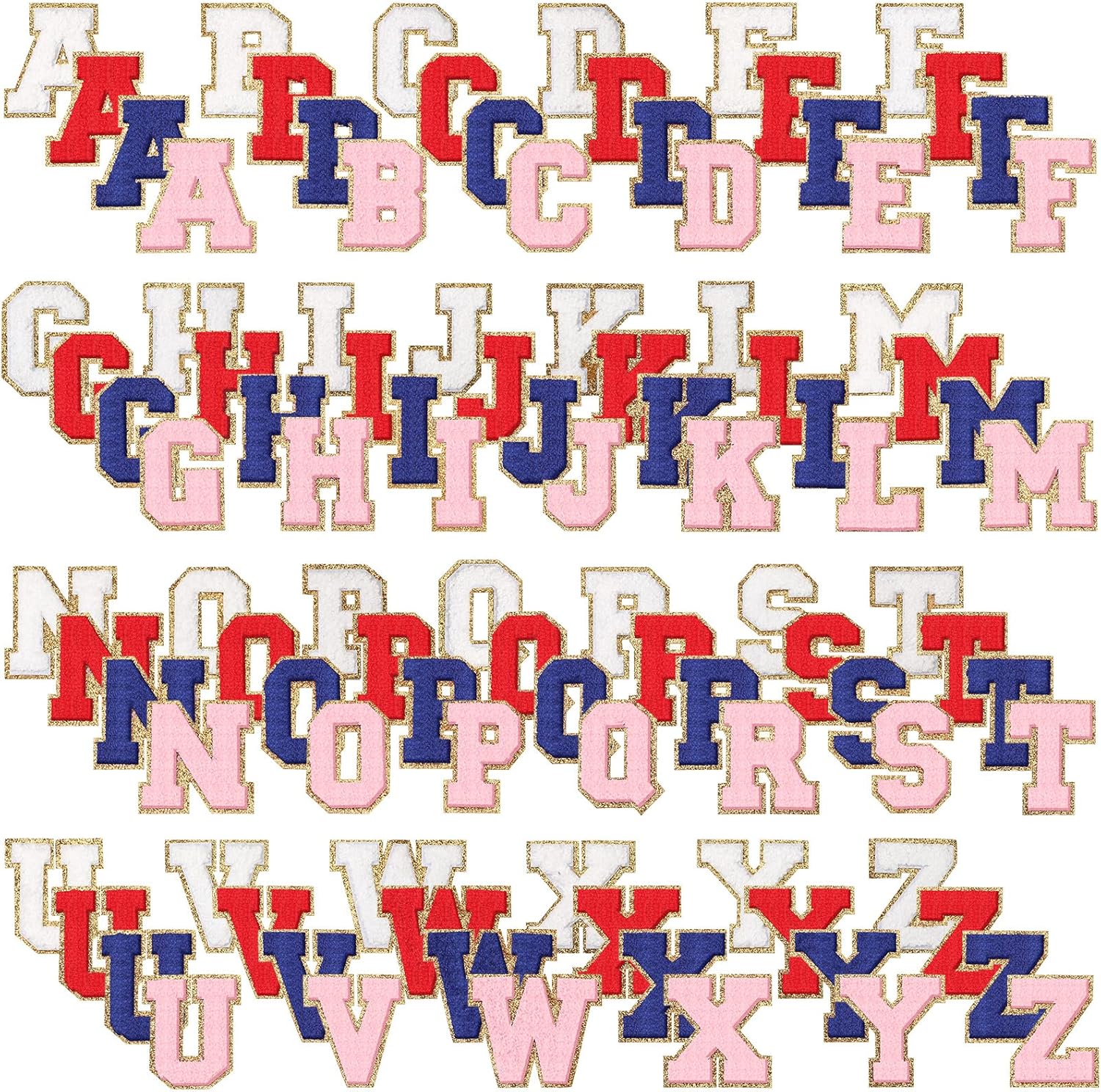 104 Pcs Letter Patch Iron on Chenille A-Z for Creative Repairs