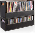 Faux Leather DVD & CD Storage Box - Stylish Stackable Organizer
