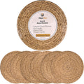 13.5 Woven Placemats Set of 6 Round Rattan Chargers - Natural Rustic