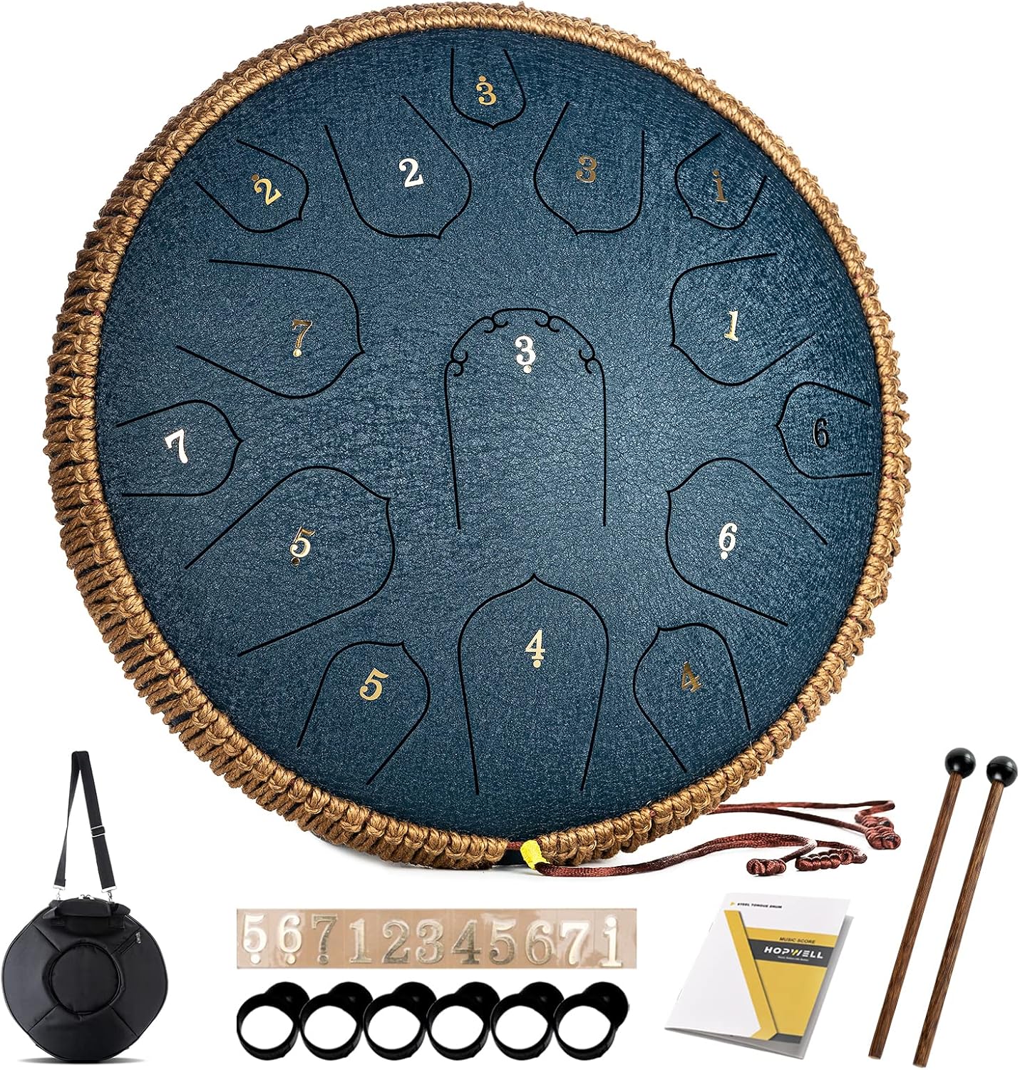 Steel Tongue Drum - 14 Inch 15 Note Hand Pan Drum in D Major