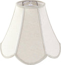 Beige Gray Burlap Fabric Scalloped Lamp Shade for Home Decor