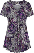 Ninedaily Women's Tunic Summer Short Sleeve V Neck Dressy Shirt Blouse