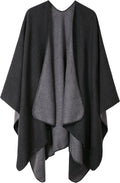 Women's Color Block Shawl Wrap Poncho - Wild Berry Celtic Warmth