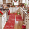 Christmas Small Area Rug Set 2x3 2x8 Red Festival Entryway Rug